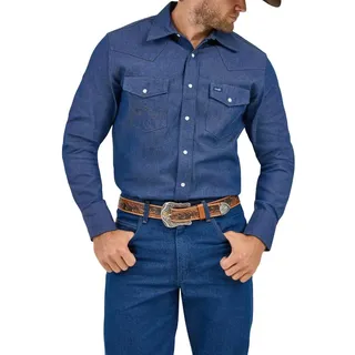 Wrangler Herren Western Button down Shirts, Indigo, L Lang EU