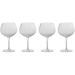 Zafferano Veneziano Mixology Glas für Cocktails Longdrinks Spirituosen | 4 Stück | Facetten Muster | mundgeblasen | Handarbeit (Balloon (VN01600))