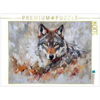 Calvendo Puzzle Wölfe schreien in der Kunst für Freiheit und Familie | 1000 Teile Lege-Größe 64x48cm Foto-Puzzle für glückliche Stunden