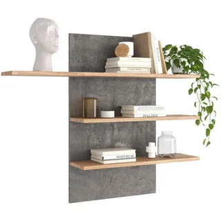 Livetastic Wandboard , Grau, Eichefarben , Holzwerkstoff , 120.2x100x23.6 cm , Wohnzimmer, Regale, Wandboards