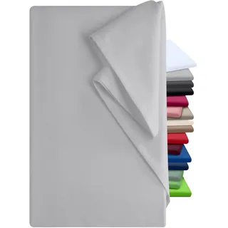 npluseins Bettlaken 180x275cm - Leintuch ohne Gummizug - Tuch ist ideal für Terrasse Reisen Camping und Tischtuch - Wohnmobil Laken - Betttuch ohne Gummizug - 100% Baumwolle, ca. 180 x 275 cm, Silber