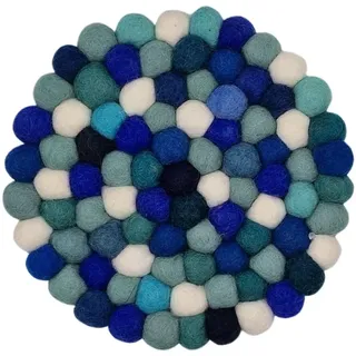 Grült Home Topfuntersetzer - Filz untersetzer für Tassen, Töpfe, Pfannen und Tassen handgefilzt in Nepal (Blau, Circle 10 cm)