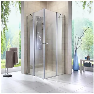 WELLTIME Florenz 4.2 Eckdusche mit Drehtür 90 x 190 cm grau Sicherheitsglas