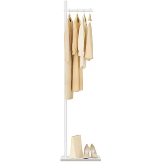 Yawinhe Garderobenständer,Freistehender Kleiderständer, Jackenständer,Metall Kleiderbüge mit Rock Slab Base, Für den Einsatz im Wohnzimmer, Schlafzimmer 39×26×174cm,Weiß