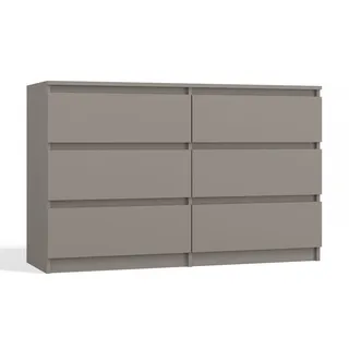 CDF Kommode Malwa M6 120| Farbe: Lehm (grau) | Schrank für Dokumente, Kleinigkeiten | Ideal für Wohnzimmer, Schlafzimmer, Kinderzimmer, Jugendzimmer - Grau