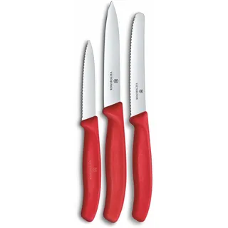 Victorinox Swiss Classic Küchenmesser Set 3-tlg.  Gemüse-/Tomaten-/Frühstücksmesser  rostfrei Rot