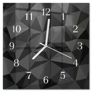 Tulup Glasuhr Wanduhr Küchenuhr Echt-Glas 30x30 cm Modern Dekorativ Geräuschlos Weiße Zeiger - 3D-Muster - Schwarz