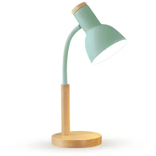 OKSANO Schreibtischlampe, LED Leselampe im Klassichen Holz Design,E27 Socket,Verstellbarem Arm, Kinder Tischlampe für Schlafzimmer,Wohnzimmer (grün)