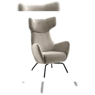 KAWOLA Sessel LOTTE Ohrensessel Cord steingrau