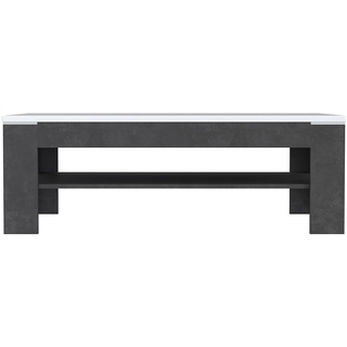 FORTE Lennox New Couchtisch mit Ablagefläche, Holzwerkstoff, Weiß Hochglanz/Betonoptik Dunkelgrau, 120 x 43 x 75 cm