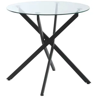 Homcom Beistelltisch mit Sicherheitsglas runder Couchtisch Kaffeetisch Glastisch für Wohnzimmer Schlafzimmer Metall Schwarz 80 x 80 x 75 cm