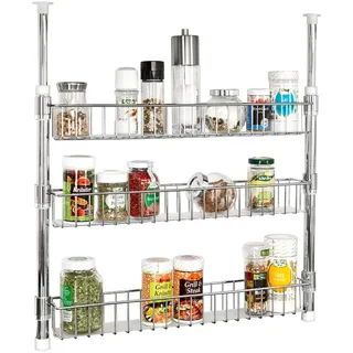 bremermann Teleskop-Gewürzregal, silber, Metall , 55x80x8 cm , Küchenzubehör, Vorratsbehälter, Gewürzgläser