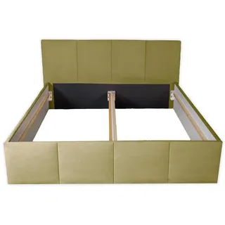 Halmon Schlafkomfort Betten Polsterbett Dalas Avocado 200 x 200 x 40 cm Stauraum Ohne Matratze und Lattenrost , Grün , Holz , 200x200 cm , Schlafzimmer, Betten, Polsterbetten