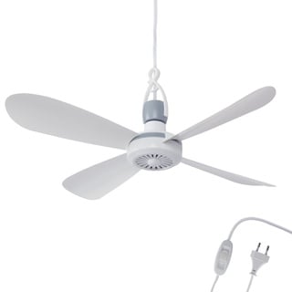 BestLivings Mobiler Deckenventilator mit Stecker und Schalter, 220V-240V / 5 Watt, Ø40 cm Portabler Decken - Ventilator mit Aufhänger, Energiesparend (Weiß)