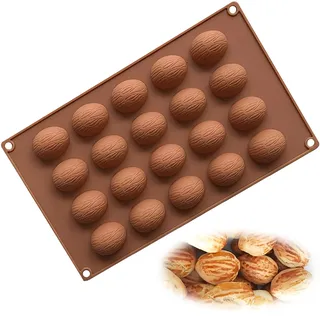 KOMUNJ 20 Löcher Walnuss Nüsse Form Kuchen Schokolade Formen Silikon Puddding Form, Silikonform Halbkugel für Schokolade, Kuchen, Gelee, Kuppel-Mousse, Selbermachen