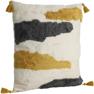 EGLO LIVING Kissen Chevery, Couch Zierkissen im Industrial Vintage Design | Dekokissen aus Baumwolle und Polyester in Creme, Gelb und Grau, Kissenbezug mit Inlett, Sofakissen 45x45 cm