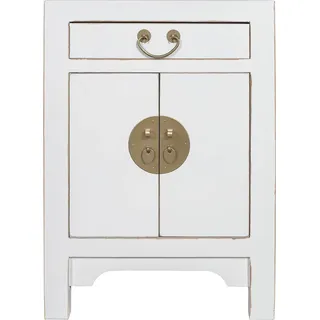 Fine Asianliving Chinesischer Schrank Chinesische Nachttisch Chinesische Nachtkommode Chinesische Nachtschrank Orientalische Möbel Chinesische Beistelltisch - Weiß