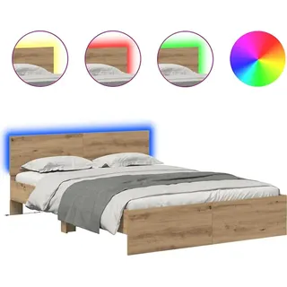 vidaXL Bettrahmen Artisan-Eiche 120 x 190 cm Holzwerkstoff - Braun