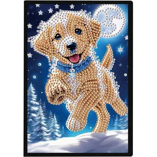 SHEGZHUC 14.5x21cm Diamond Painting Notizbuch A5 Blank Diamant Painting Notizbuch Diamant Malerei Notizbuch Diamond Painting Strass Special Spezialsteine Tagebuch Mädchen Geschenke(Hund Labrador)