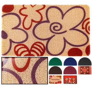 LucaHome Fußmatte aus Frottee, rechteckig, mit Rutschfester Unterseite, sehr saugfähig, 40 x 60 cm, PVC-Flocken, Fußmatte für Außen- und Innenbereich