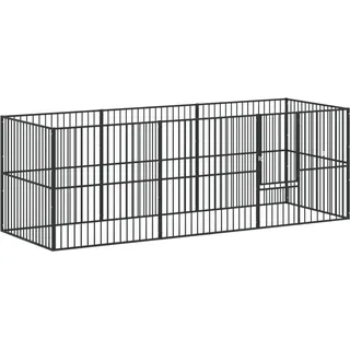 vidaXL Hundelaufstall 8-tlg. Schwarz Verzinkter Stahl - Schwarz