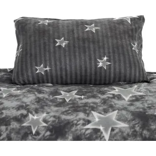 Fleece Bettwäsche mit Sternenmuster in Grau Kuschelig und Weich aus Polyester 155x220 cm