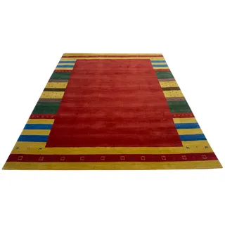 Teppich 100% Wolle 200x300 cm rot Gold Terrakotta Handgewebt Gabbeh Orient BR18