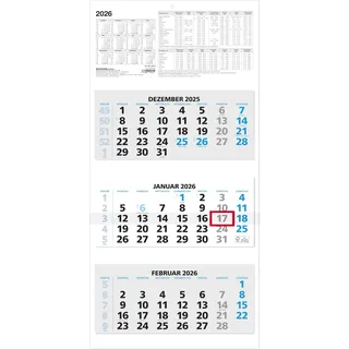 Zettler 3-Monatskalender Blau 2026