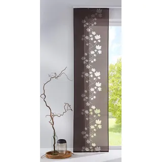 Gardinenbox Moderner Flächenvorhang Schiebegardine Leaf aus hochwertigem Ausbrenner-Stoff mit Klettband, 245x60 (HxB), Braun, 85610