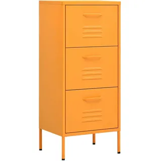 vidaXL Kommode mit 3 Schubladen und Stellfüße 42,5/35/101,5 cm, aus Stahl, in Senfgelb , Gelb , Metall , 42.5x101.5x35 cm , Esszimmer, Anrichten, Buffetschränke