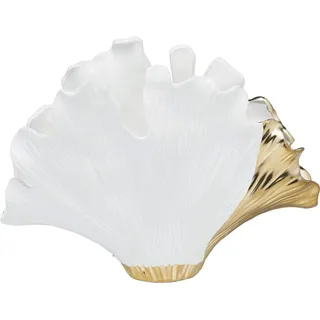 Kare Design Vase Gingko Elegance, Weiß/Gold, Deko Vase, Blumenvase, Steinzeug, Flur, Essszimmer, 32x45x15 cm (H/B/T)