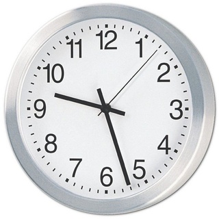 Peweta Funkwanduhr weiß silber Aluminium, matt, Ø 30,0 cm