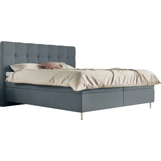 Schlaraffia Boxspringbett »Aida«, inklusive GELTEX® Next Topper, Metallfuß chrome, niedriges Kopfteil, blau