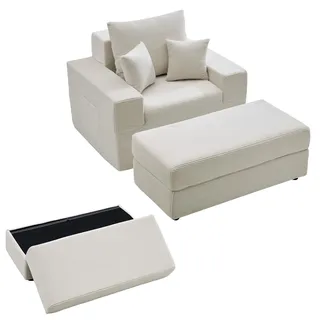 Vevor Massagesessel Chaiselongue Cord 111,5 x 0 x 0 cm Beige mit Kissen