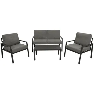 DEGAMO Loungeset Gartenset VANCOUVER Aluminium anthrazit, Polster grau, 4-teilig - Grau