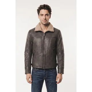 Mauritius Lederjacke "MMArcticon" mit Umlegekragen, Regular Fit, vintage schwarz braun