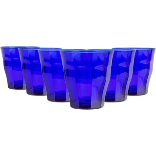 6x Saphir 250ml Picardie Glasbecher - Glas Wasser Wine Whiskey Gin Saft Cocktail Trinken Glaswaren Tassenset - Von Duralex - Blau