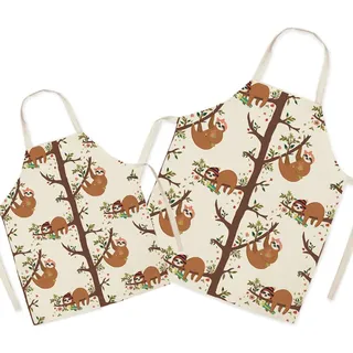 Eyands Eltern-Kind-Schürze für das Kochen - super nettes Muster Baumwolle und Leinen Küchenschürze für Mom Kinder, Kochen Malerei Gartenschürze