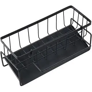 Spülbecken Organizer – Küchen Schwammhalter mit Selbstentleerender Ablaufwanne und Spüllappenhalter, ideal für Küche und Badezimmer, Organizer für Bürsten, Schwämme, Seife und mehr