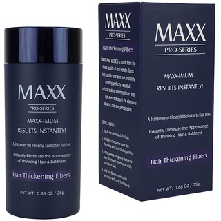 MAXX PRO-SERIE Volumengebende Haarfasern mit echtem Keratin bei dünnem Haar/Haarausfall - Vom Hautarzt getestet - Hypoallergen - 60 Tage + Vorrat - Sofort maximale Ergebnisse - (Schwarz)