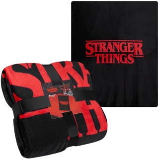 Stranger Things Decke Fleece Warme Decke Sofa und Bett 150x130 cm (Rot/Schwarz)