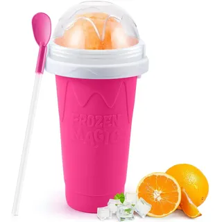 ALINK Slushy Maker, Silikon Slashymaker Becher, Quick Frozen Slushie Maker, Slush Ice Maker für DIY Hausgemachte Milchshake Eiscreme, Rosa