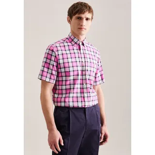 seidensticker Businesshemd »Regular«, Regular Kurzarm Button-Down-Kragen Karo, bunt