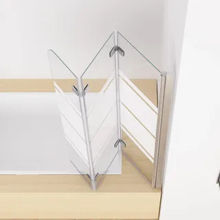 MIQU 140 x 140 cm Duschwand für Badewanne Dusche Duschabtrennung mit 3 Teilig Faltwand 5mm ESG Glas mit Muster Schwenkbar Faltbar Glaswand Duschtrennwand Badewannenaufsatz DCY