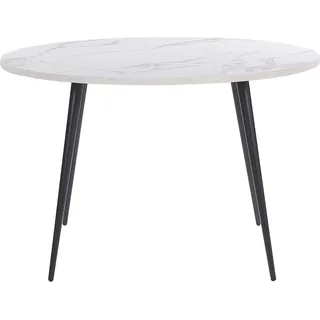 BELIANI Esstisch Weiß / Schwarz  120 cm aus MDF-platte und Metall in Marmoroptik Wohnzimmer Esszimmer Salon Küche Rund Minimalistisch Modern - Weiß, Schwarz