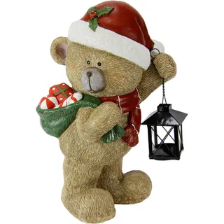 Dekofigur I.GE.A. "Bär mit Lampe", braun, B:24cm H:37cm, Magnesia, Dekofiguren, Dekofigur, Figur Statue Weihnachtsfigur Ornament Weihnachtsdeko Adventskränze
