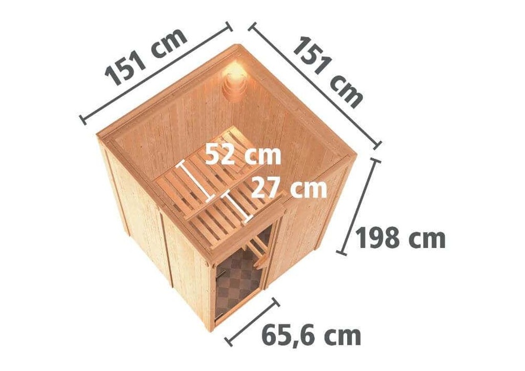 Bild von Sauna Minja 68mm Fronteinstieg, 3,6 kW Bio Saunaofen 3,6kW ext. Klarglastür