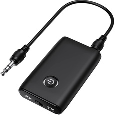 Bluetooth Adapter Audio 5.0, 2 in 1 Wireless Sender Empfänger, Bluetooth Transmitter Adapter mit 3,5mm Audio Kabel für Kopfhörer Auto TV PC Laptop Tablet HiFi Lautsprecher Radio MP3 /MP4