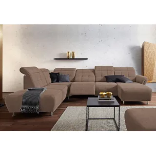 Home Affaire Wohnlandschaft »Manhattan U-Form« 2 Sitze mit elektrischer Relaxfunktion, verstellbare Armlehnen, beige