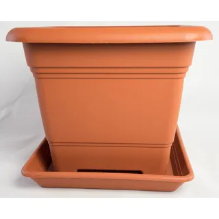 Pflanzkübel NORA 48 cm mit passendem Untersetzer NORA Terracotta